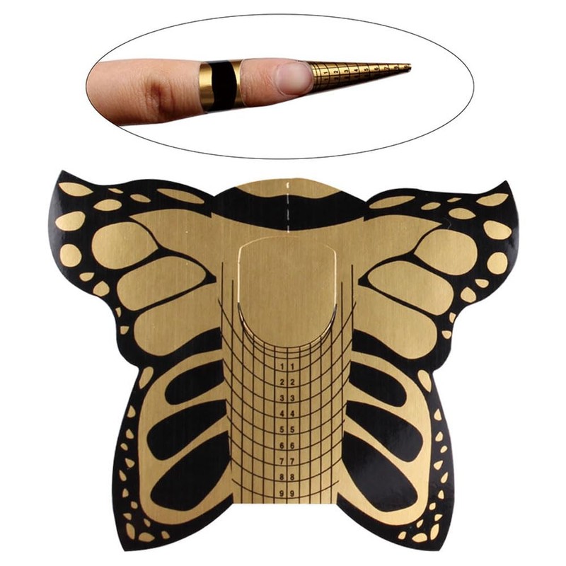 BeautyLeader 100pcs Nail Form Pro Butterfly Square Tips Nail Forms