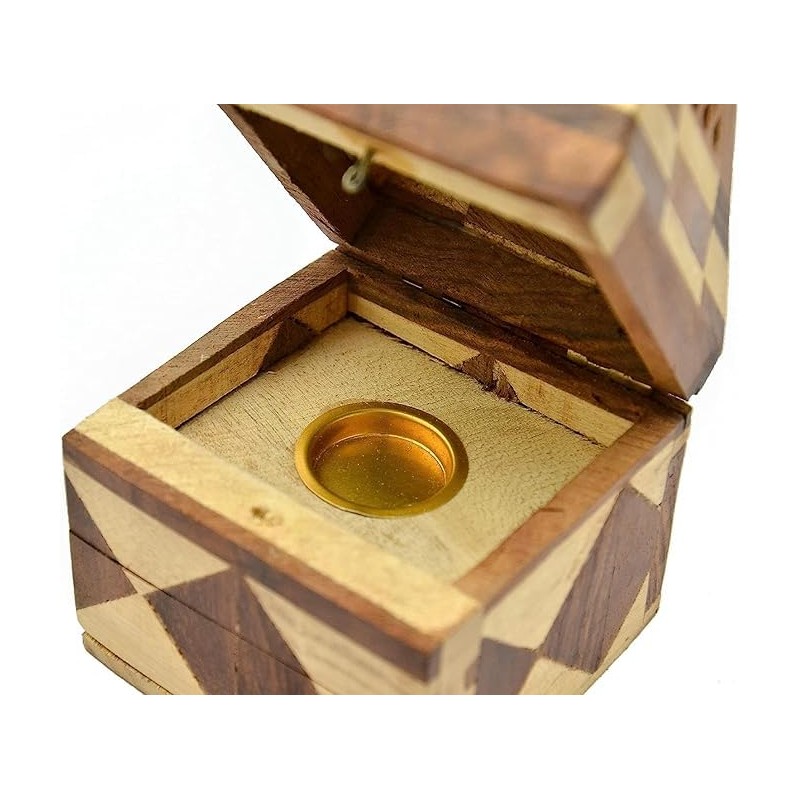 Sheesham Wood Pyramid Incense Cone Burner Box Temple Cone Burner