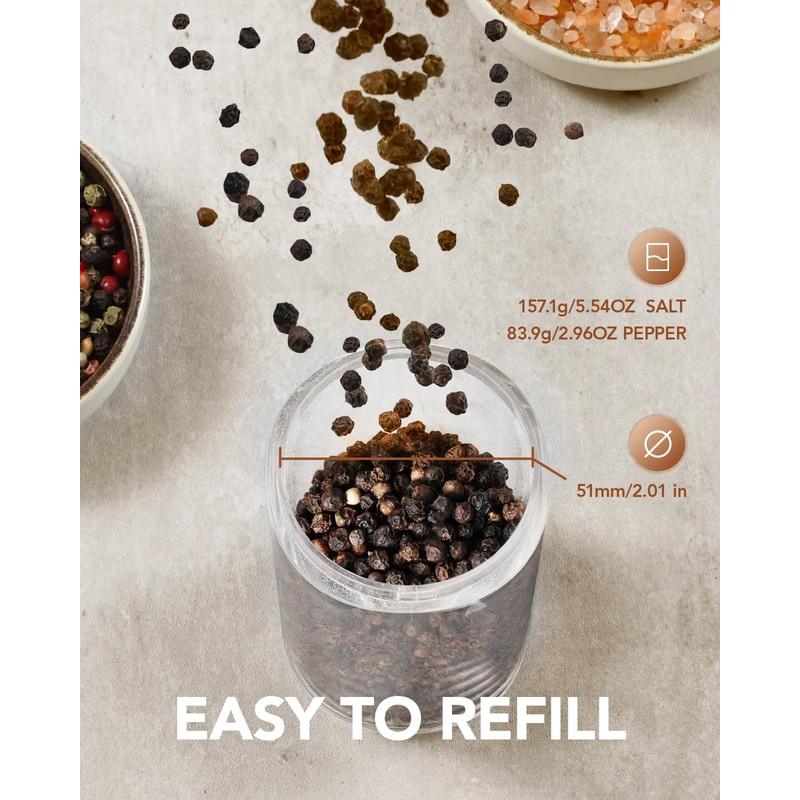 Sangcon Gravity Electric Salt and Pepper Grinder Set with Dust