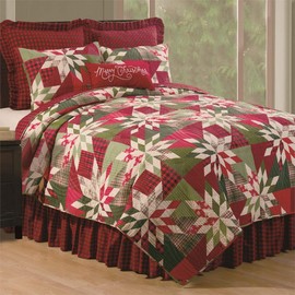 C&F Home Northlyn Red Lodge Rustic Cabin Buffalo Check Christmas 3 Piece Full Queen Machine Washable Reversible Quilt Set Full/Queen 3 Piece Set Green