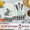 Easter Dish Towels, Black Plaid Kitchen Towels, Happy Easter Bunny