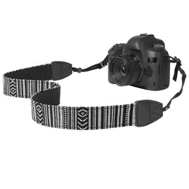 MoKo Camera Strap, Premium Cotton Canvas Braided Adjustable Universal Sling Shoulder Neck Belt for All DSLR Digital Camera Canon, Fuji, Nikon, Olympus, Panasonic, Pentax, Sony, Black & White