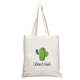 Coralgraph Inc TB1402 I Don't Hug Novelty Present Gift Printed Eco-Friendly Stylish Long Handled Tote Shoulder Bag