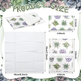 Geyee 50 Packs Tissue Travel Size Facial Paper Napkins Travel Packs Disposable Pocket Tissues for Wedding Guest Traveling School Purse Home Supplies, 500 Sheets 3 Ply(Succulent)
