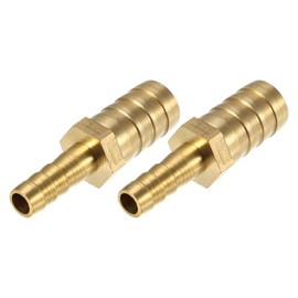X AUTOHAUX 14mm - 8mm Straight Hose Mouth Straight Barbed Pipe Fitting Brass Hose Fitting Connector 2 Pcs