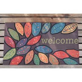 CHICHIC Door Mat Welcome Mat 17x 30 Inch Front Door Mat Outdoor for Home Entrance Outdoor Mat for Outside Entry Way Doormat Entry Rugs, Heavy Duty Non Slip Rubber Back Low Profile, Leaves