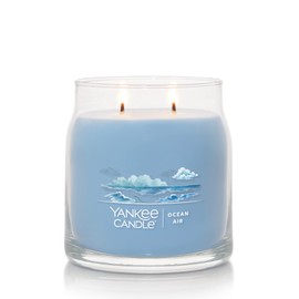 Yankee Candle Ocean Air Scented, Signature 13oz Medium Jar 2-Wick Candle, Over 35 Hours of Burn Time