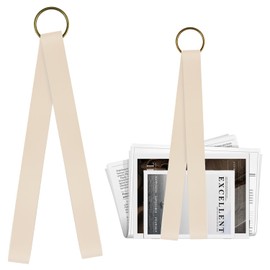 Newspaper Holder Wall, Hanging Organiser for File, Magazines and Flyer, A4 Leaflet Stand, Hanging Letter Stand, Leather File Organiser, Wall Mounted, Book Storage, Beige, Pack of 1