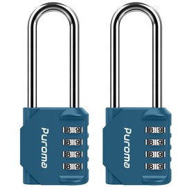 Puroma 2 Pack 2.6 Inch Long Shackle Combination Lock 4 Digit Outdoor Waterproof Padlock for Hasp Locker Lock, Sports Locker, Fence, Gate, Toolbox, Case, Hasp Storage, Cabinets (Peacock Blue)