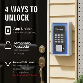 WeHere Key Lock Box Wall Mount, OTP/Fixed Password, APP Bluetooth/Wi-Fi, Spare Key Unlock, Porch Smart LockBox, Combination Keybox for Home, Realtors, Apartments, Garage, Store, Office