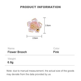 14K Gold High-End Suit Coat Pin, Unique Design Little Bee Flower Gold Brooch Pin for Women, Vintage Brooch (Style 1 (Pink))