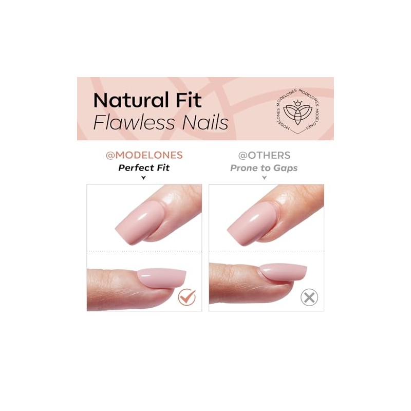 modelones Kit de uñas postizas semitransparentes ovaladas con pegamento, adhesivos,
