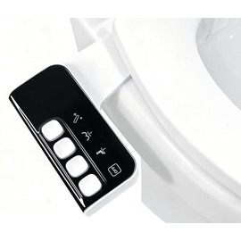 KOSMOX Bidet para WC No Eléctrico, Vidette para WC con Doble Boquilla Retráctil, Bidet para Inodoro con Ajuste de Presión de Agua, Autolimpieza, Lavado Femenino y Trasero, Diseño Delgado