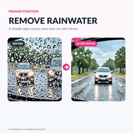 Extendable Car Mirror Squeegee for Rainwater Removal – Retractable Rubber Wiper for Rainy-Day Car Care