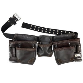 RAVEN 12 Pocket Construction Rig Oil Tanned Leather Heavy Duty Tool Pouch | Rivet Reinforced and Double Stitched