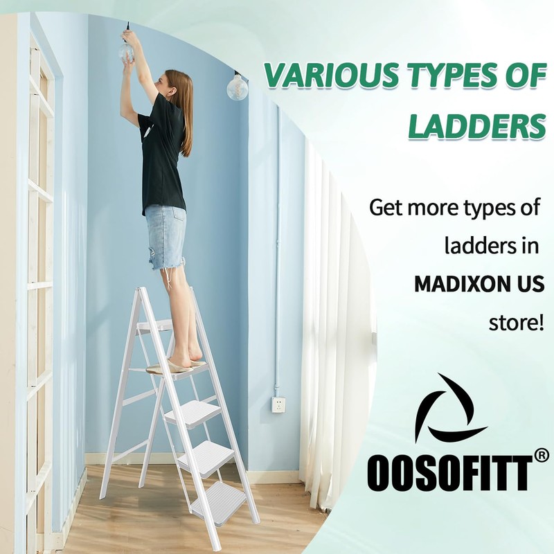 OOSOFITT Step Ladder 5 Step Folding,Heavy Duty 330 Lbs Load