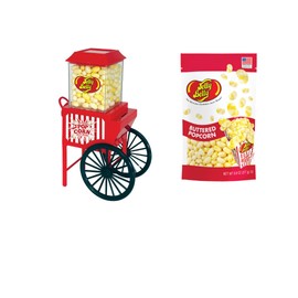 Jelly Belly Buttered Popcorn Cart Bean Machine and Bank with two jelly beans pack(1 oz and 9.8 oz). Perfect for Movie, Game Night, parties, gifts Treatsany occasions