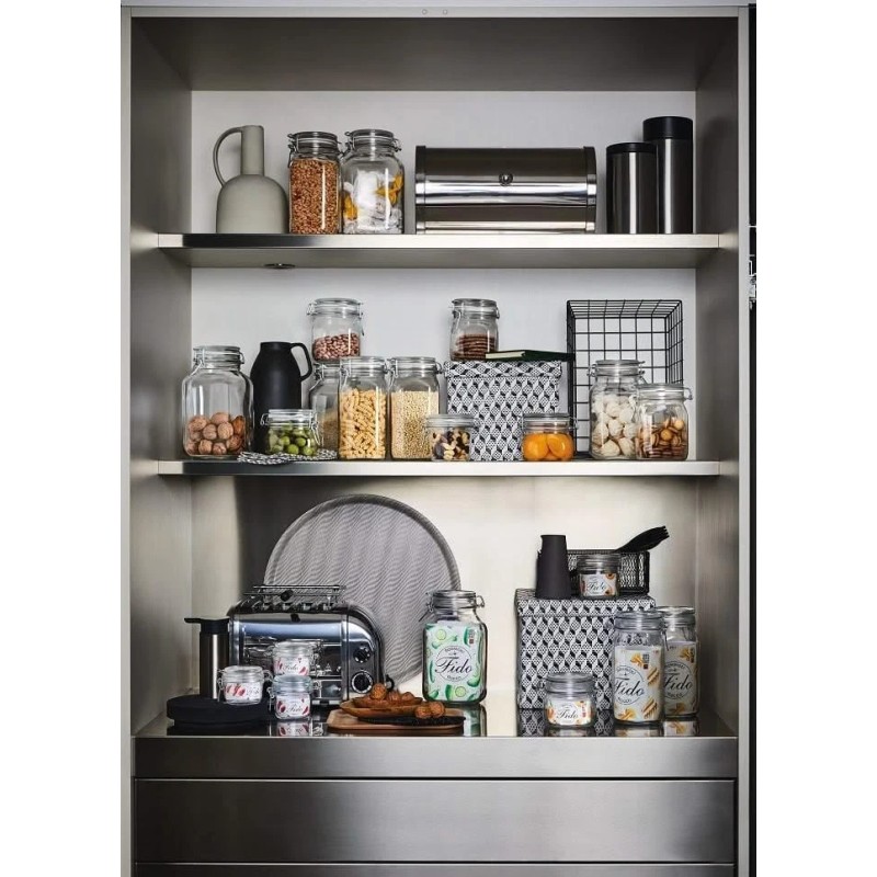 Bormioli Rocco Fido Glass Square Jar, 3 Liter