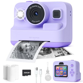 Dylanto Dylanto Instant Print Camera for Kids,2.4 Inch Screen Kids Instant Cameras, Christmas Birthday Gifts for Girls Age 3-12, Portable Toddler Toy for 3 4 5 6 7 8 9 10 Year Old Girls Boys Purple