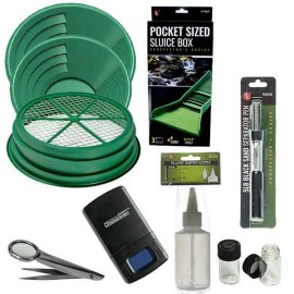 10pc Green 1/4" Large Gold Classifier Screen & Gold Pan Panning Kit Mini Sluice