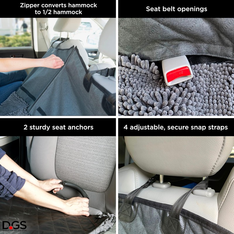 Dog Gone Smart 3-in-1 Nonslip Back Seat Cover & Hammock,