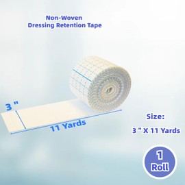 NBLEISHI Non-Woven Dressing Retention Tape,3InchesX11Yards,Gentle Adhesive Bandage, Hypoallergenic and Breathable,Medical Grade Wound Dressing Tape Sensitive Skin for Wound Care（Pack of 1Roll）