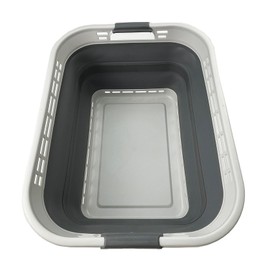 SAMMART 42L (11 Gallons) Collapsible Plastic Laundry Basket - Foldable Pop Up Storage Container/Organizer - Portable Washing Tub - Space Saving Hamper/Basket [BPA Free] (Grey/Steel Grey)