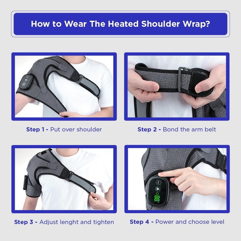 CHILLORA Heated Shoulder Wrap - Cordless Heating Pad Massager With