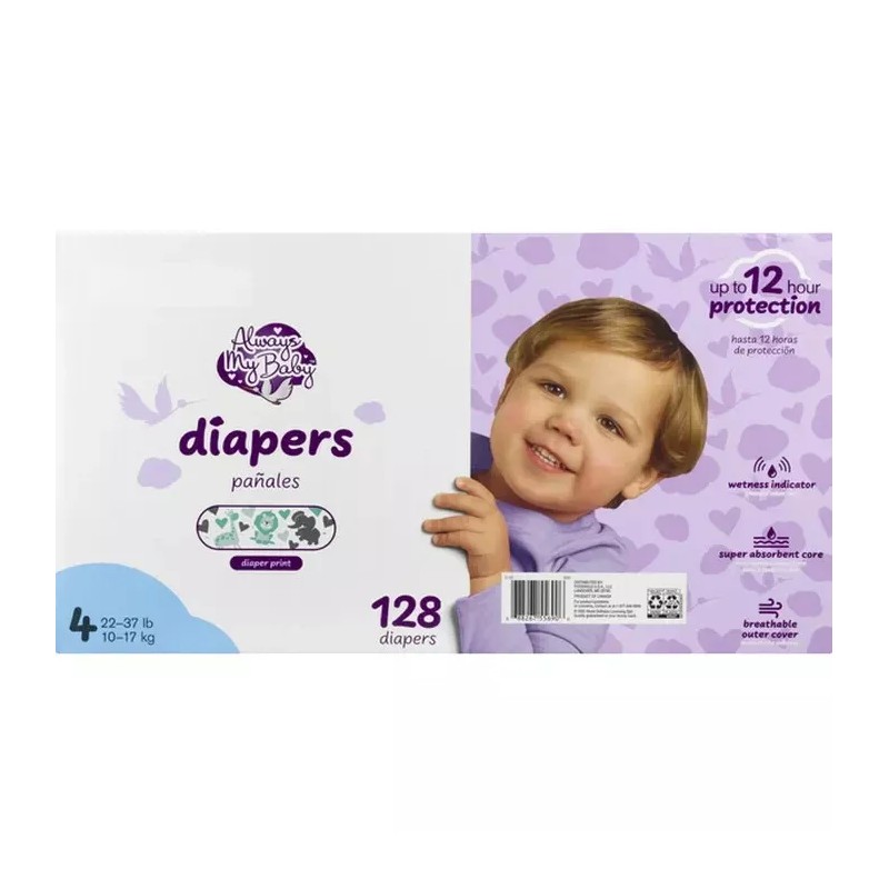 Always My Baby Diapers, Size 4 (22-37 lb) 128 Diapers