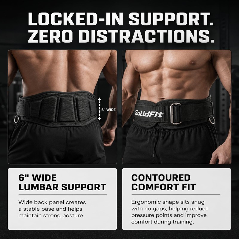 SolidFit 2-in-1 Weight Lifting Belt and Dip Belt for Weightlifting,