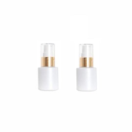2Pcs 30ML/1 oz Empty Refillable Glass Lotion Bottles Pump Press Bottle White Upscale Travel Cosmetic Container Dispenser for Foundation Essential Oils Cream