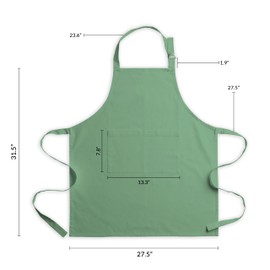 CALICOT Apron for women with Pocket 100% Cotton 27.50"x31.50" Adjustable Neck Strap & long ties Apron Men, Chef, Cooking - Gifts for Mothers day (Fair Green, Pack of 1)