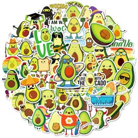 Smiling Avocado Stickers 50Pcs Cute Funny Waterproof Fruit Stickers for Water Bottle Skateboard Laptop Phone Computer,Cool Americana Mill Stickers for Kids Teens Adults