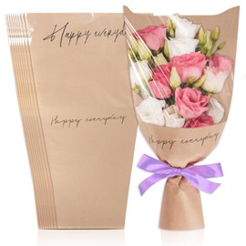 Hying 20 Pieces Flower Wrapping Bags for Bouquets, Floral Packing Sleeves Pink Kraft Paper Bouquet Bags Wrapping Sleeves for Teacher Graduation Wedding Mother's Day Gift