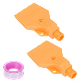 uxcell 2 Pcs BSPT1/4 Male Blowing Wind Nozzle, Flat Air Nozzle Orifice Nozzle ABS Air Spray Nozzle with A PTFE Tape for Compressed Air Machine Accessories (Three Hole Fixing, Yellow)