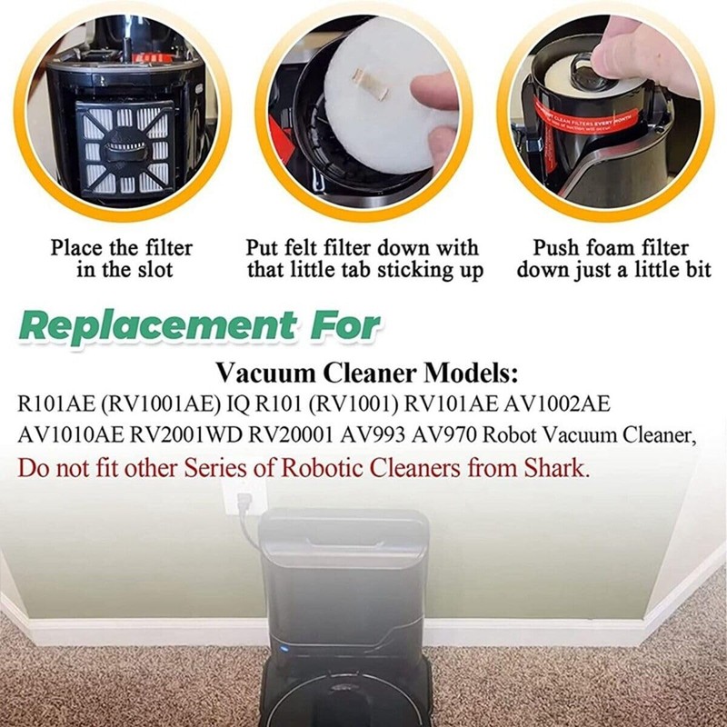 4 PACK Post-Motor HEPA Filter Shark IQ Robot RV1000S Vacuum