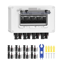 DIHOOL Solar Panel Disconnect Switch 4 String 30 Amp DC Circuit Breaker Box 4 in 4 Out Solar Combiner Box