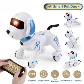 robo dog RC tiny Robot pets Electronic Stunt Dog Toys Voice Command Programmable Touch-sense With Music Song Robot Dog for Children's Gifts - Color: Y818 Blue 1B OB