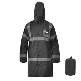 AYKRM High-Visibility Waterproof Rain Jacket for Men - Keep Dry and Stay Visible in the Rain with this Lightweight Raincoat Black