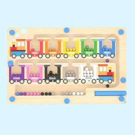 Strehknewen Magnetic Game Labyrinth, Magnetic Game Train Labyrinth, Montessori Toy for Children from 2 to 6 Years, Wooden Toy, Educational Games, Motor Skills Toy for Girls and Boys