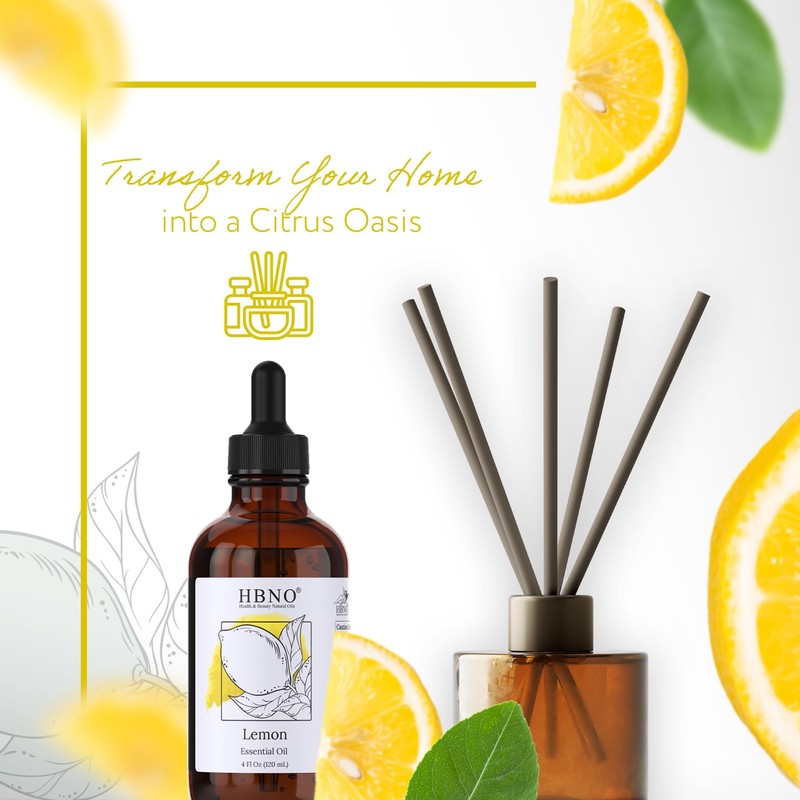 HBNO California Bottled Lemon Essential Oil 4 fl oz (120ml)