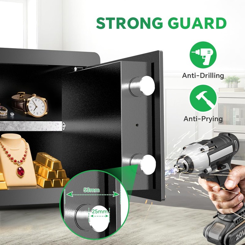 Safe Box with Digital Keypad & Alarm System - Electronic