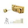 QWORK Night Latch Deadbolt Rim Lock with Key Gold Finish