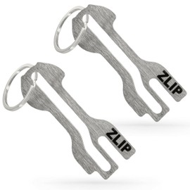 ZLIP® and Slide Shopping Trolley Remover Stainless Steel with Key Ring, Shopping Trolley Opener for All Shopping Trolleys, Key Fob Opens Front Loader and Drawer, Removable Shopping Chip, Pack of 2