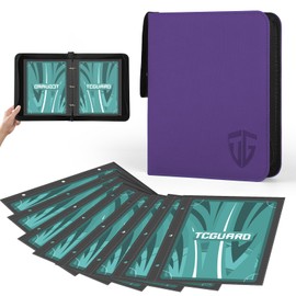 TCGUARD Scrapbook Large for Jumbo Card, PU Material with Zip Card Binder for up to 100 XXL Cards, 15.5 x 21 cm for Oversized Cards e.g. VMAX, V or EX, Promo Cards GX Vere etc. Purple