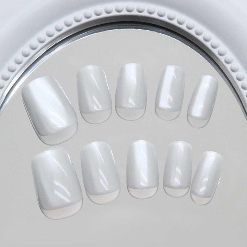 Enppode Short Press on Nails Square Fake Nails Glossy Stick