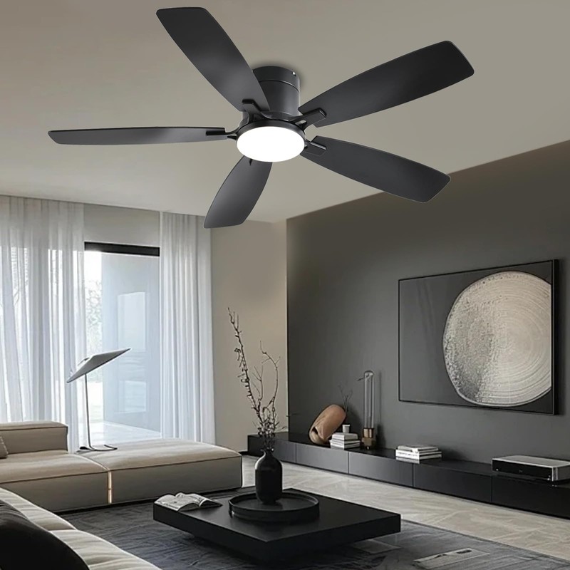 Ayaoty 52 Inch Low Profile Ceiling Fans with Lights and