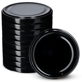 KADAX fi82 mm Screw Lid, Twist-Off Lid Set Made of Metal, Replacement Lids for Mason Jars, Lids with 6 Locking Teeth for Jars and Preserving Jars (Black, Pack of 10)