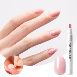 HEMA Free Removable Gel Nail Self Nail Gel Nail Seal Peel Off Color Gel Nail Tip Anti-allergy Transparent Easy Beginner Self Kit Set Clear Base Sheer Color Top Pen Brush Stick COCONAIL K02 Rosie