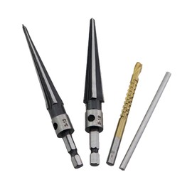 Guifeng Carbon Steel Taper Reamer Set of Four Hexagonal Shank Woodworking Electric Drill Reaming Edge Tool for Wood, Thin Iron, Plastic Opening Work